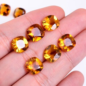 Natural Yellow Citrine Cushion Shape Faceted, Citrine Loose Gemstone For Jewelry Making, Top quality Citrine Cushion Calibrated Size 10X10mm