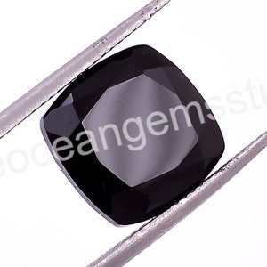 100% Natural Black Onyx Cushion Faceted Cut, Onyx Loose Gemstone Jewelry Making, Black Crystal Calibrated Size 5X5--12X12 mm Wedding Gift
