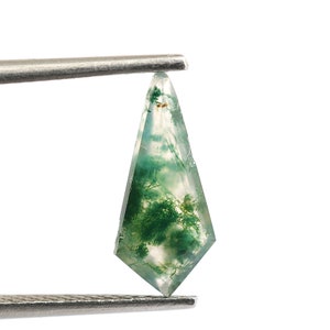 Kite Cut Moss Agate Gemstone: Natural Green Stone (13X6 mm)