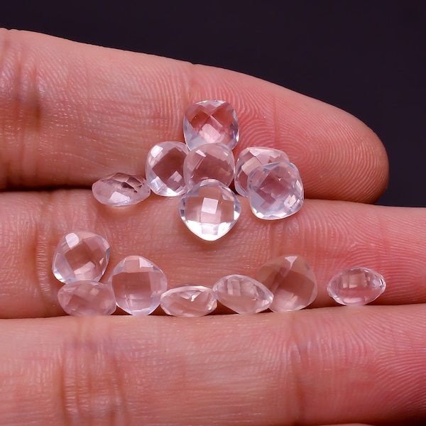 Natural Rose Quartz Cushion Briolette Shape Faceted Stone,Calibrated Cut Loose Gemstone,Wholesale Gemstone,Pink Rose Quartz,6X6--12X12 mm