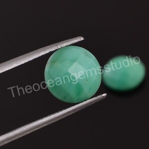 Fine Quality Chrysoprase Round Shape Rose Cut, Green Loose Gemstone For Making Jewelry, Healing Crystal Flat Back Calibrated Size 10X10X5 mm