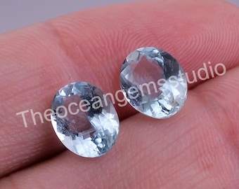 Natural Aquamarine Oval Faceted Gemstone, Calibrated Size (9X7X4 mm)