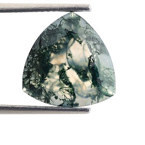 100%Natural Moss Agate Trillion Shape Brilliant Cut, Moss Loose Gemstone For Jewelry Making, Moss Agate Trillion Cut Calibrated Size 13X13mm