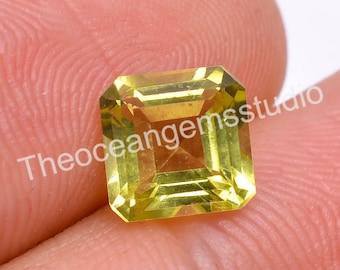 Natural Lemon Quartz Asscher Octagon Gemstone, Faceted Cut Loose Stone (7X7X5 mm)