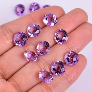 100% Natural Pink Amethyst Round Shape Checkerboard Cut, Rose De France Healing Gemstone For Jewelry Making, Calibrated Size 8X8 To 10X10 mm