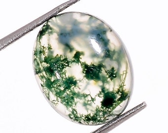 Natural Moss Agate Oval Shape, Green Agate Loose Gemstone For Jewelry Making, Mossy Agate Oval Shape Calibrated Size 10X8 mm