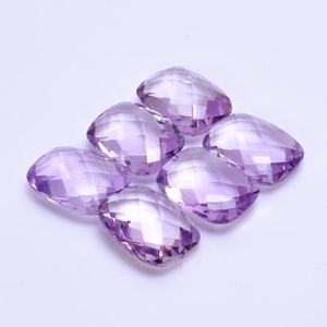 100% Natural Pink Amethyst Cushion Shape, Rose De France Loose Gemstone For Jewelry Making, Briolette Cut Gemstone Calibrated Size 16X12 mm
