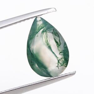 100% Natural Moss Agate Pear Shape Brilliant Cut, Moss Agate Loose Gemstone For Jewelry Making, Moss Agate Pear Cut Calibrated Size 12X8 mm