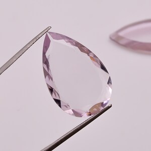 100% Natural Pink Amethyst Quartz, Pear Shape Faceted Gemstone, Rose De France Loose Gemstone For Jewelry Making, Calibrated Size 28X18X5 mm
