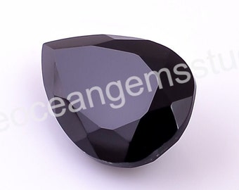 Faceted Black Onyx Pear Gemstone, Jewelry Making (15X10X5 mm)