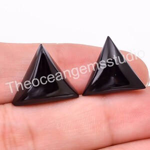 Black Onyx Triangle Shape Gemstone, 100% Natural Black Onyx Loose Gemstone For Jewelry Making, Flat Back Calibrated Black Crystal 15X15X6 mm