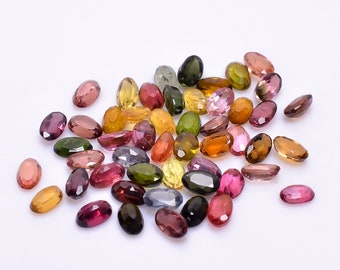 Natural Multi Tourmaline Oval Faceted Gemstone, Rainbow Crystal (5X3 mm)