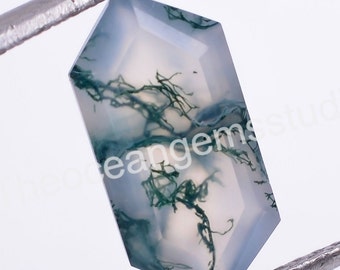 Natural Moss Agate Elongated Hexagon Cut, Loose Gemstone For Jewelry Making, Birthday Gift Moss Hexagon Cut Calibrated Size 12X6--10X5mm