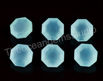 Natural Blue Chalcedony Octagon Gemstone, Brilliant Cut Loose Stone (6x6--8x8mm)
