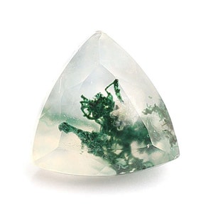 Natural Moss Agate Trillion Shape Faceted Cut, Mossy Agate Loose Gemstone Jewelry Making, Green Crystal Calibrated Size 5X5mm,Wedding Gift