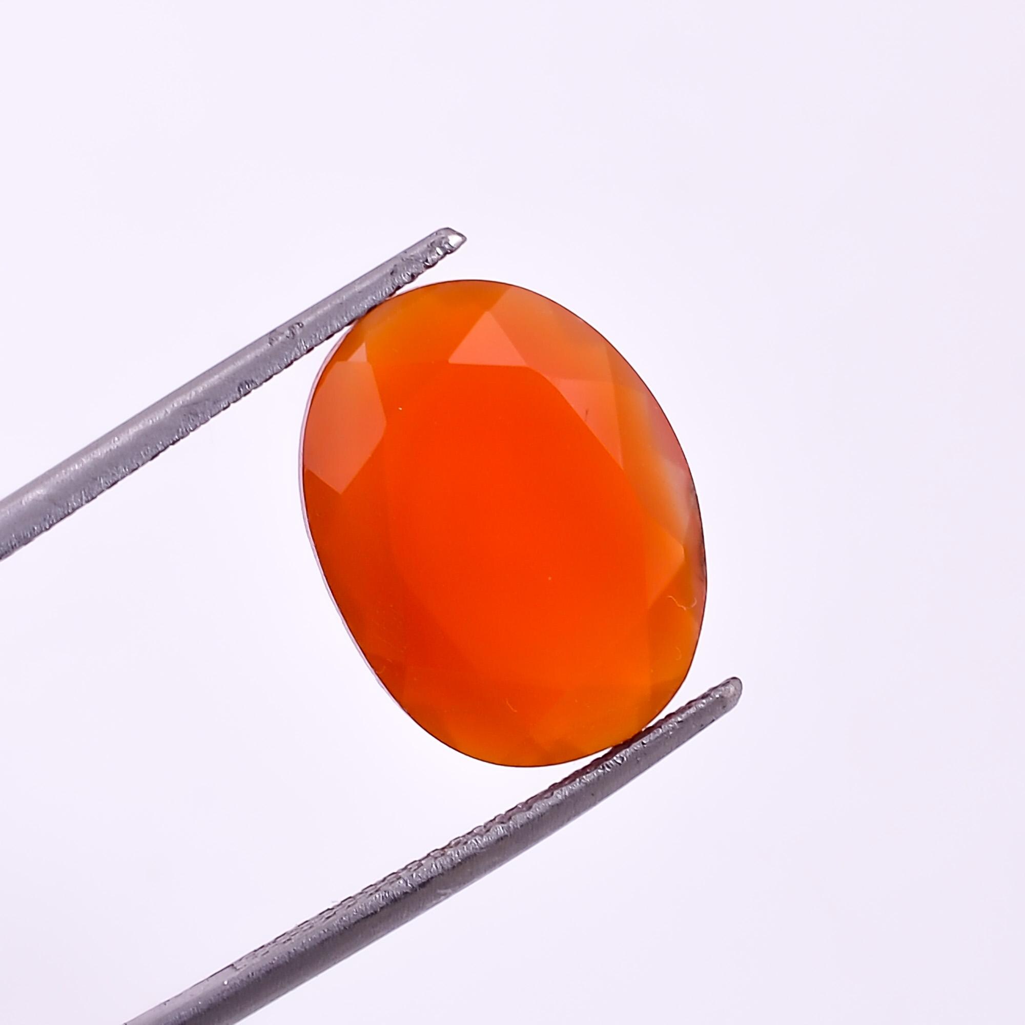 Natural Red Onyx Oval Gemstone, Faceted Cut for Jewelry Making