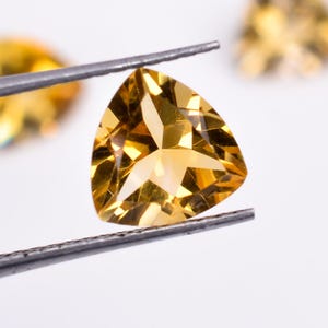 Natural Citrine Quartz Trillion Shape Faceted Cut, Golden Citrine Loose Gemstone For Jewelry Making, Yellow Crystal Calibrated Size 8X8 mm