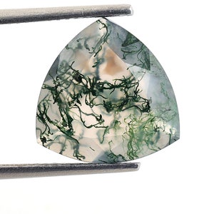 Faceted Trillion Moss Agate Gemstone: Natural Green Loose Stone, 13x13mm