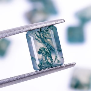Echte Moosachat Achteckform, Vintage Loser Edelstein für die Schmuckherstellung Steine, Smaragdschliff kalibriert Größe 6X4 bis 20 x 15 mm Geburtstagsgeschenk