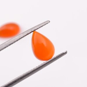 Natural Carnelian Pear Shape Cabochons, Orange Carnelian Loose Gemstone For Jewelry Making, Calibrated Size 6X4 To 16X12 mm Birthday Gift
