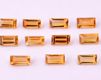 100% Natural Citrine Quartz Baguette Shape Faceted Cut, Citrine Loose Gemstone For Jewelry Making, Calibrated Size 5X2.5 mm Birthday Gift