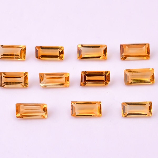 Natural Citrine Baguette Shape Faceted, Golden Citrine Cut Loose Gemstone For Jewelry Making, Citrine Baguette Cut Calibrated Size 5X2.5 mm