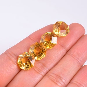 Natural Citrine Quartz Octagon Shape Faceted Cut, Loose Gemstone Jewelry Making, Yellow Citrine Octagon Step Cut Calibrated Size 12X12 mm