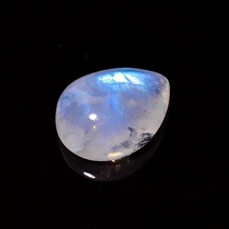 For Making Jewelry 17 X 13.5 X 7 mm SJ-596 Fire Play Moonstone Natural Rainbow Moonstone Pear Shape Cabochon Loose Gemstone 11.5 Ct