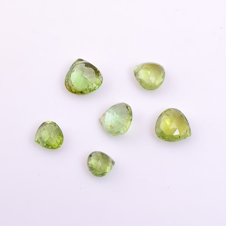 6X6 To 9X9mm 6 PCs A-One Quality 100/% Natural Green Tourmaline Gemstone Heart Shape Faceted Drilled Loose Gemstone For Making Jewelry 11 Ct