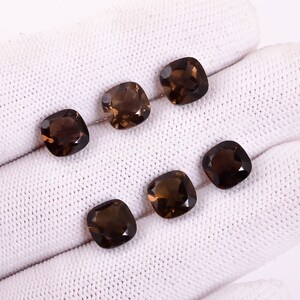 Natural Smokey Quartz Cushion Shape Faceted Cut, Smoky Loose Gemstone For Jewelry Making, Brown Smokey Topaz Calibrated Size 5X5--12X12 mm