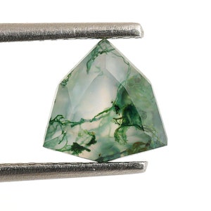 Natural Moss Agate Trillion Shape Faceted Cut, Green Moss Loose Gemstone For Jewelry Making, Mossy Agate Trillion Cut Calibrated Size 8X8 mm