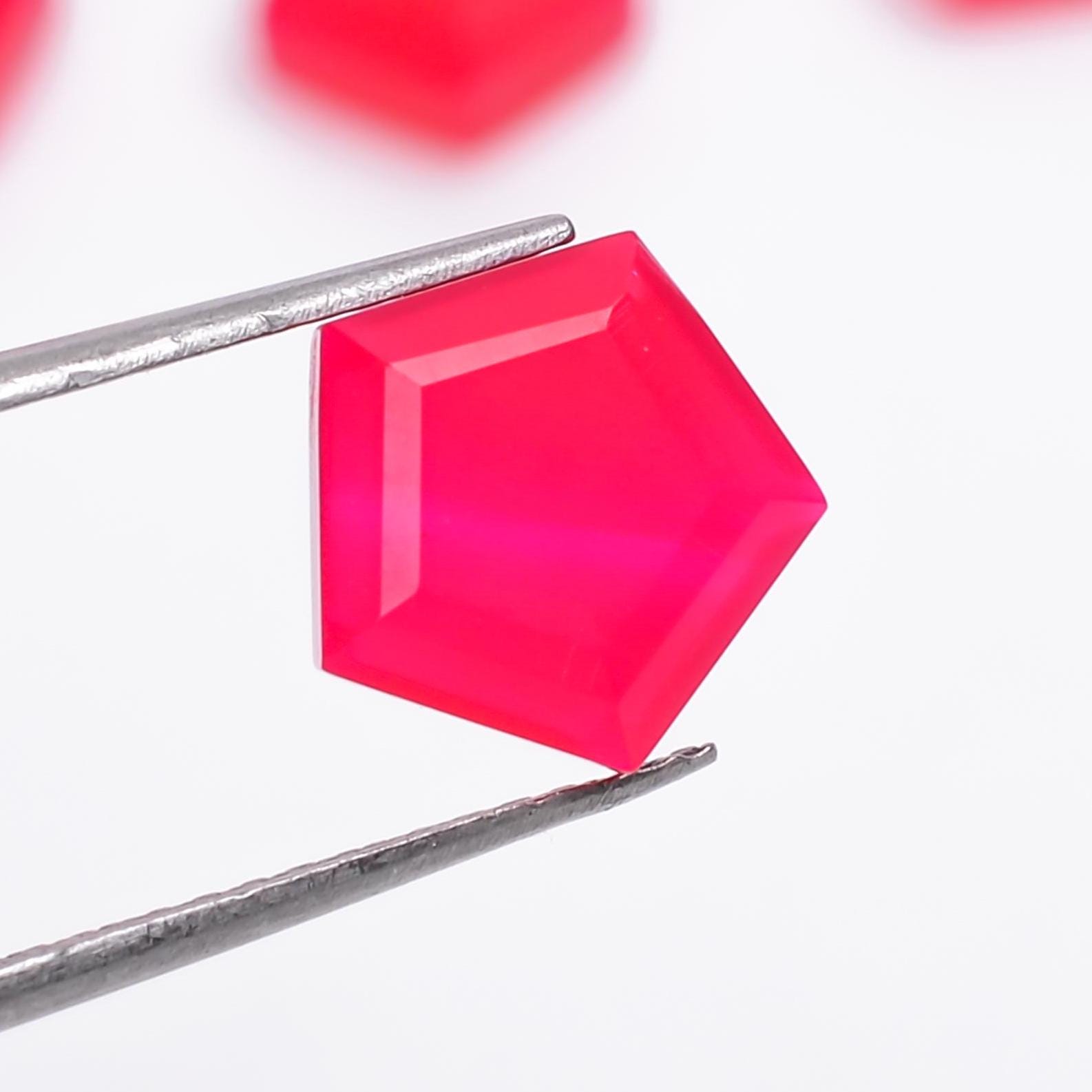 100% Natural Chalcedony Pentagon Shape Brilliant Cut, Hot Pink