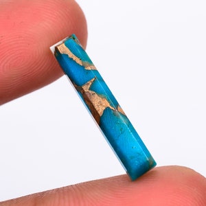Natural Mohave Copper Turquoise Baguette Cut, Blue Turquoise Loose Gemstone For Jewelry Making, Oyster Turquoise Crystal Calibrated 22X4 mm