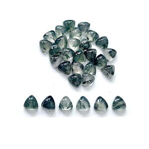 Genuine Moss Agate Trillion Shape Cabochons, Agate Loose Gemstone For Jewelry Making, Moss Agate Trillion Calibrated Size 5X5 To 12X12 mm