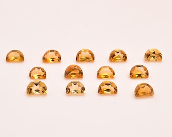 Natural Citrine D Shape Healing Gemstone, Citrine Loose Gemstone For Jewelry Making, Half Moon Faceted Cut Calibrated Yellow Crystal 7X5 mm