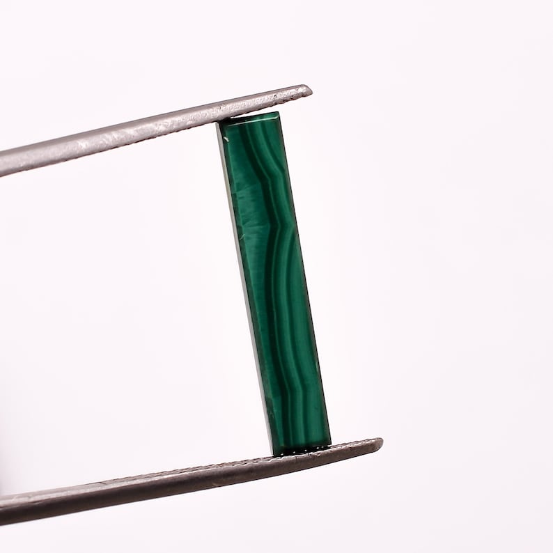 2 PCs malachite Gemstone Natural Malachite Rectangle Pair Shape Cabochon Loose Gemstone For Making Jewelry Calibrated Size 22X4X2 mm