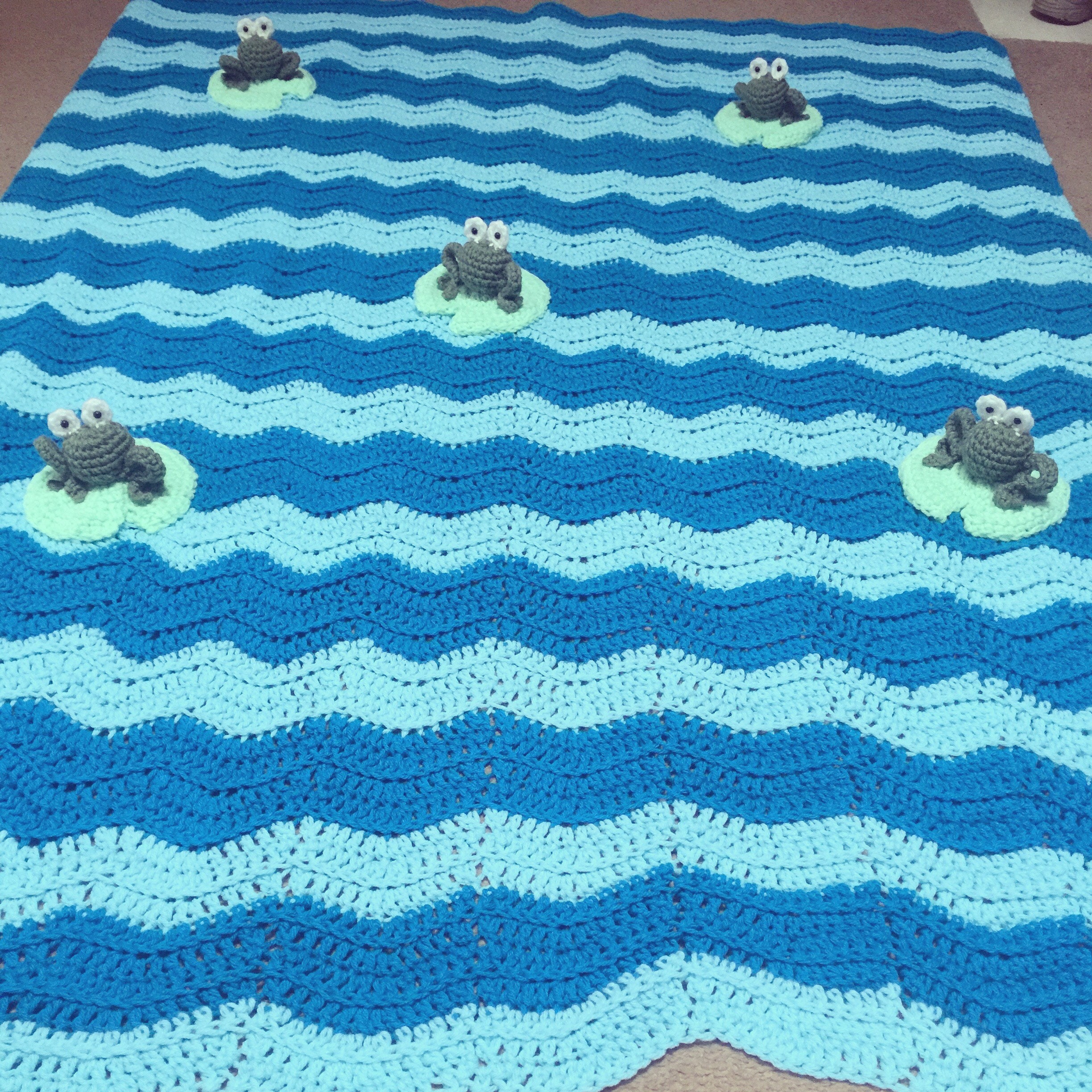 Crochet Frog on Lily Pad Blanket 3D blanket handmade Full Etsy