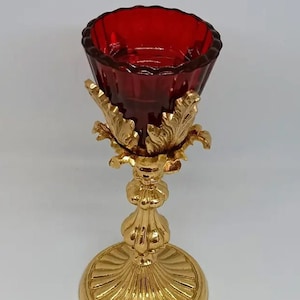 Stand table censer - Altar vigil lamp and cup - Brass Vigil Lamp - Altar Vigil Oil Lamp - Standing Altar Oil Lamp - Oil Vigil Butter
