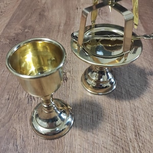 Small Gold Plated Brass Eucharistic Set: Orthodox Holy Communion