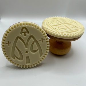 Set of Virgin Mary and Cross Prosphora stamps, 42 mm, 60 mm, Orthodox Prosphora Stamp, Holy bread Seal of wood, full print scene, NIKA