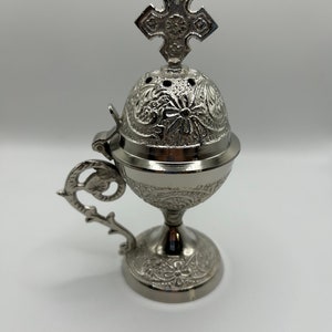Silver Hand Censer: Greek Orthodox Incense Burner