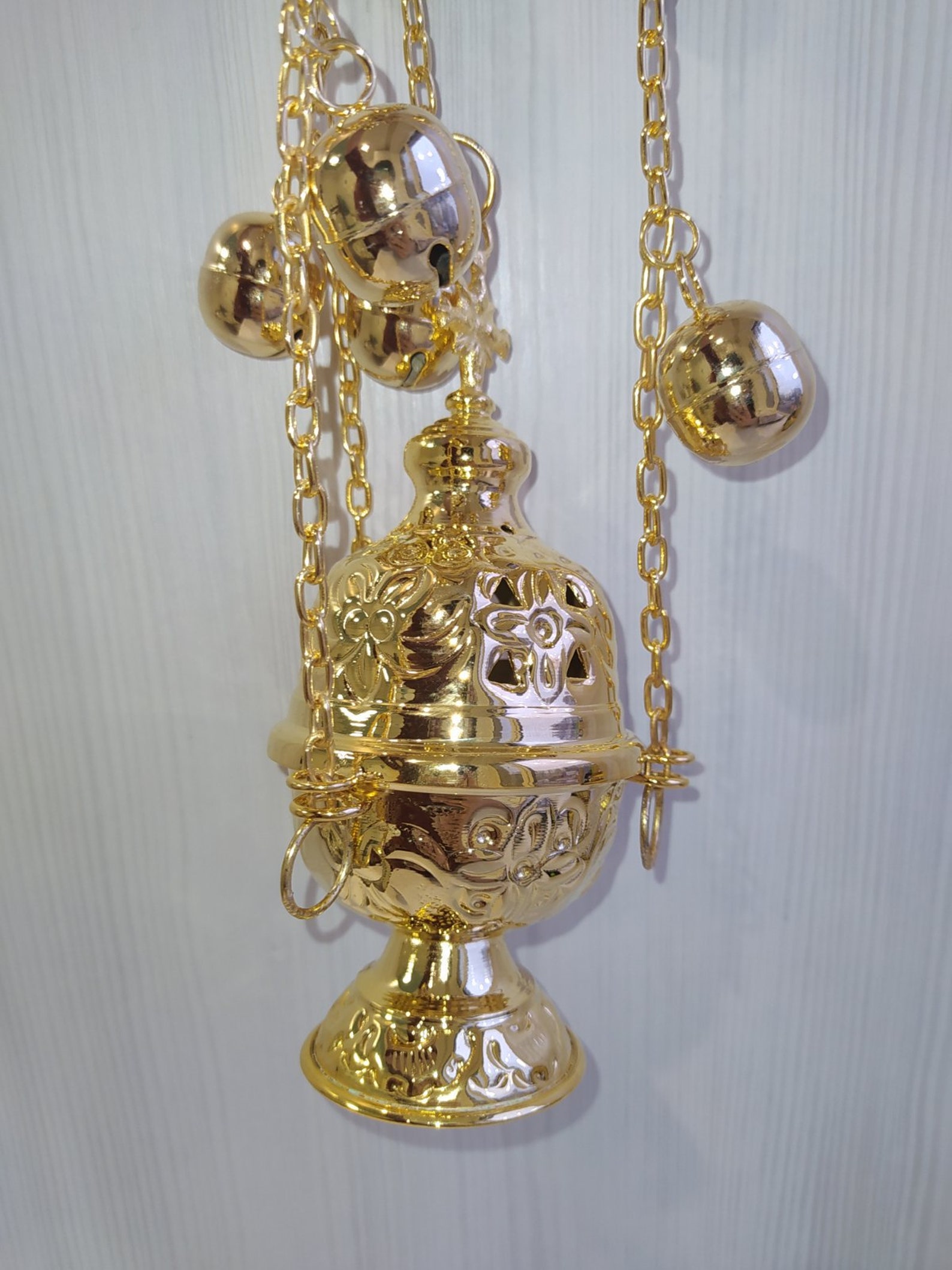 Gold Church Incense Burner With Chains New Censer Vessels Etsy