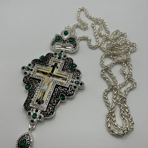 Orthodox Brass Pectoral Priest Cross: Clergy Religious Necklace