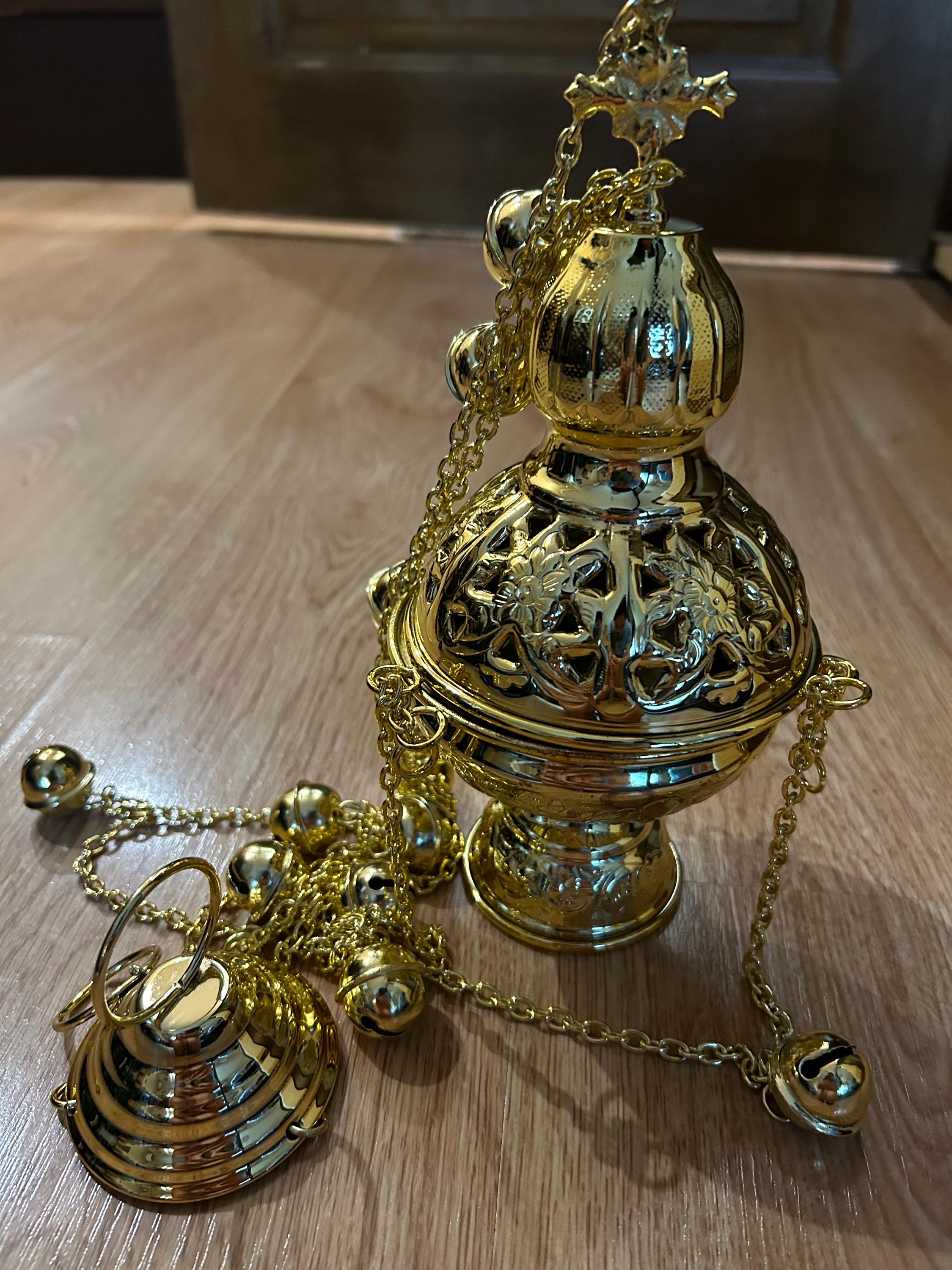 Incensor Gold Church Incense Burner With Chains: Handmade Liturgical Censer - Etsy