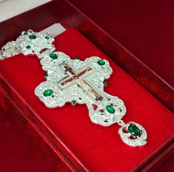 Silver pectoral shop cross and chain