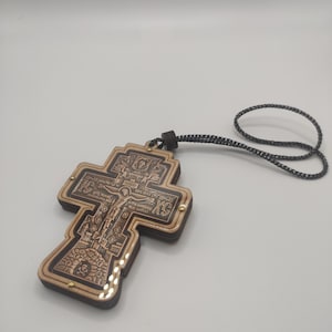 Reliquary pendant cross, crucifix cross on rearview mirror car, decor idea, religious gift, hanging wall decoration, Christmas Birthday gift