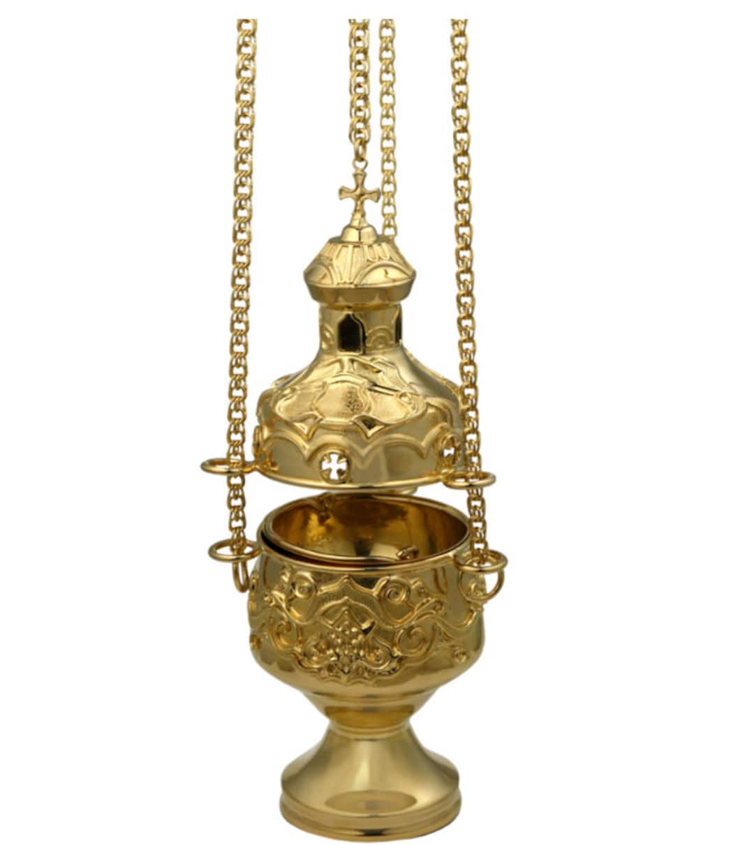 Gold Church Incense Burner With Chains New Censer Vessels Etsy