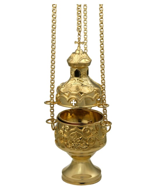 Gold Church Incense Burner With Chains New Censer Vessels Etsy