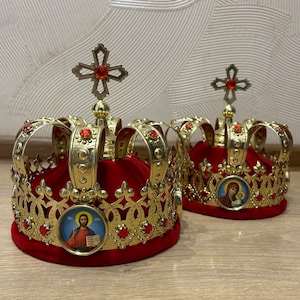Wedding crown, pair of wedding crowns, orthodox wedding traditional crown for pair