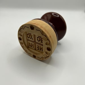 Prosphora stamps, 60 mm diameter,  George the Victorious, Orthodox Prosphora Stamp, Holy bread Seal of pear tree wood, full print scene